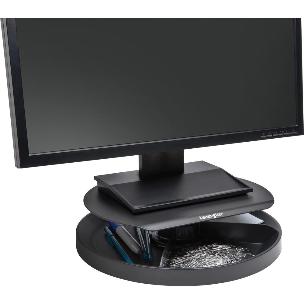 Kensington SmartFit Spin2 Monitor Stand - 40 lb Load Capacity - Flat Panel Display Type Supported - 3.1" Height x 12.6" Width x 12.6" Depth - Desktop - Black - Ergonomic. Picture 1