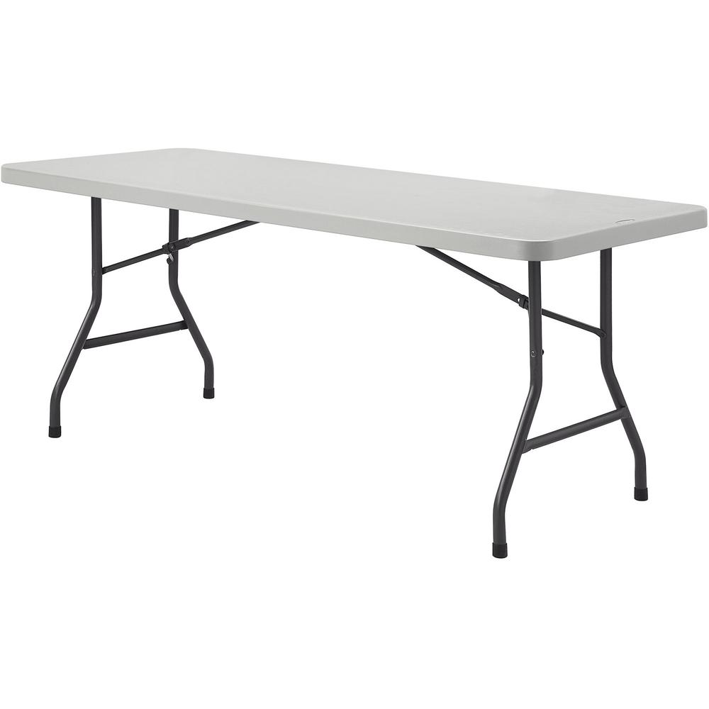 Lorell Extra-Capacity Ultra-Lite Folding Table - Light Gray Top - Dark Gray Base - 750 lb Capacity x 72" Table Top Width x 30" Table Top Depth - 29.25" Height - Gray - High-density Polyethylene (HDPE). Picture 1