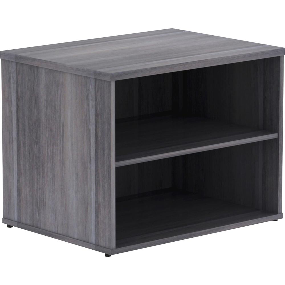 Lorell Relevance Series Storage Cabinet Credenza w/No Doors - 29.5" x 22"23.1" - 2 Shelve(s) - Finish: Weathered Charcoal, Laminate. Picture 1