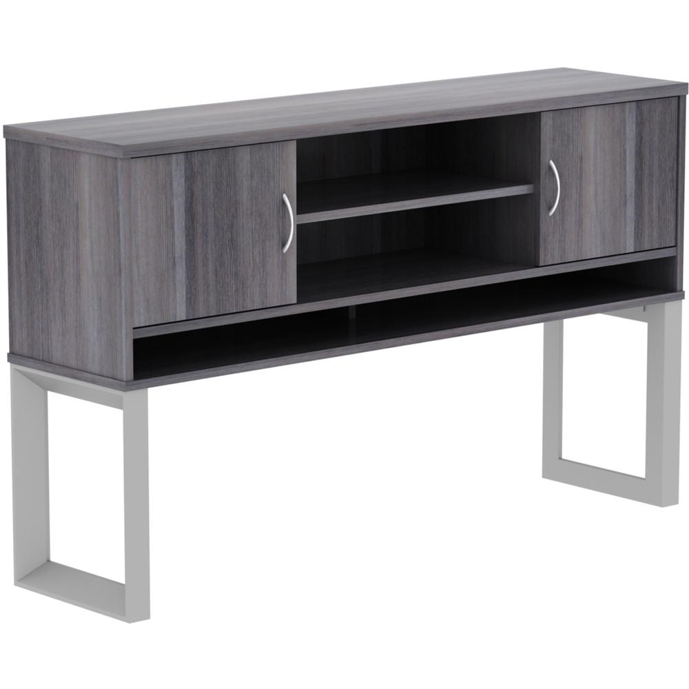 Lorell Relevance Series Charcoal Laminate Office Furniture Hutch - 59" x 15" x 36" - 3 Shelve(s) - Material: Metal Frame - Finish: Charcoal, Laminate. Picture 1
