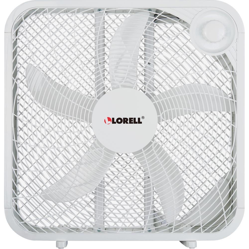 Lorell 3-speed Box Fan - 3 Speed - Carrying Handle - 21" Height x 4.1" Width - White. Picture 1
