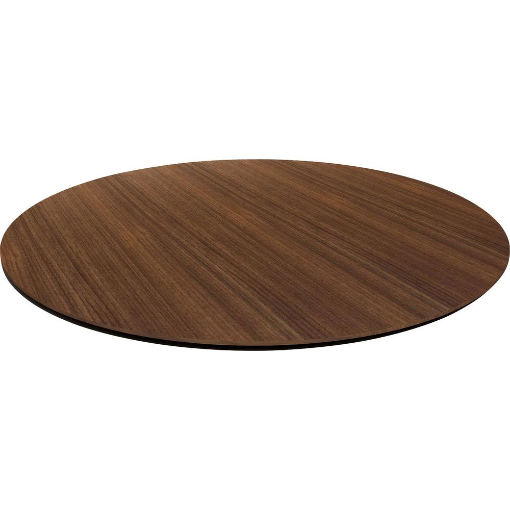 Lorell Knife Edge Banding Round Conference Tabletop - For - Table TopWalnut Round, Laminated Top x 1" Table Top Thickness x 42" Table Top Diameter - Assembly Required - 1 Each. Picture 1