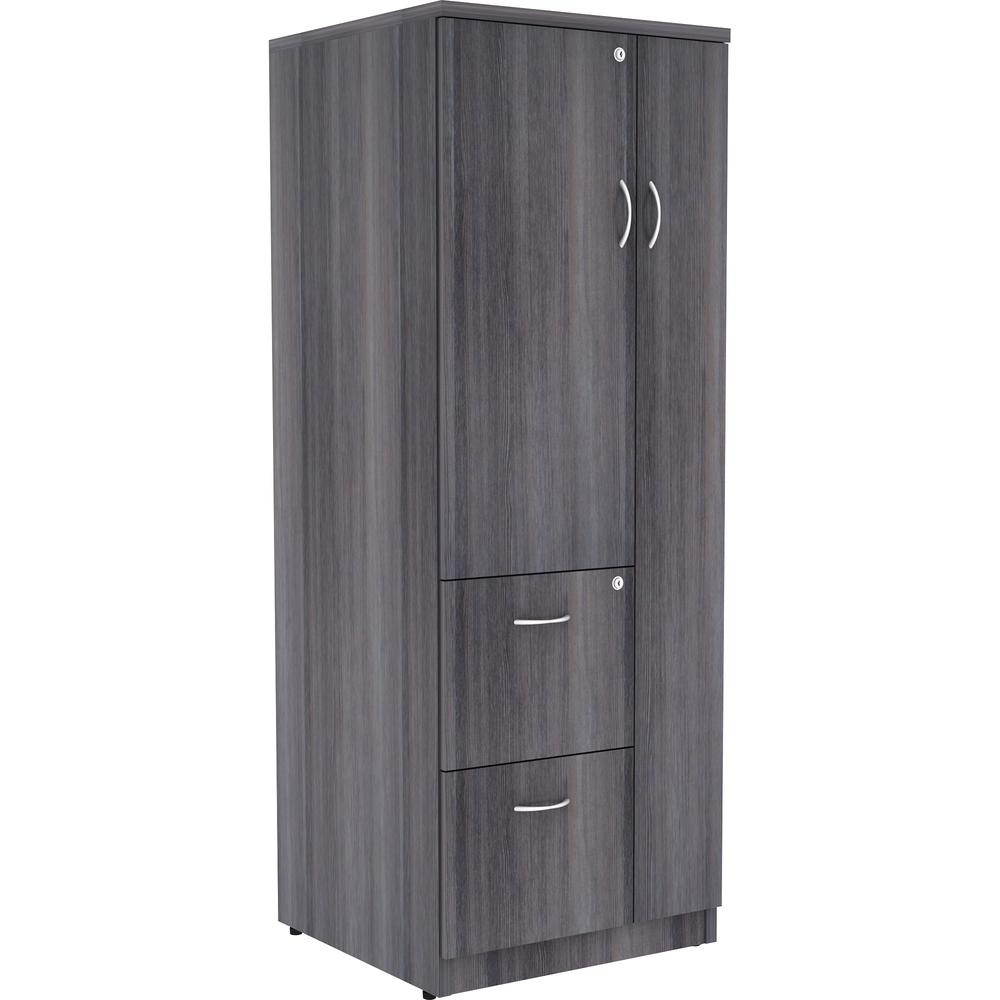 Lorell Essentials/Revelance Tall Storage Cabinet - 23.6" x 23.6"65.6" - 2 Drawer(s) - 2 Shelve(s) - Material: Medium Density Fiberboard (MDF), Particleboard - Finish: Weathered Charcoal - Abrasion Res. Picture 1