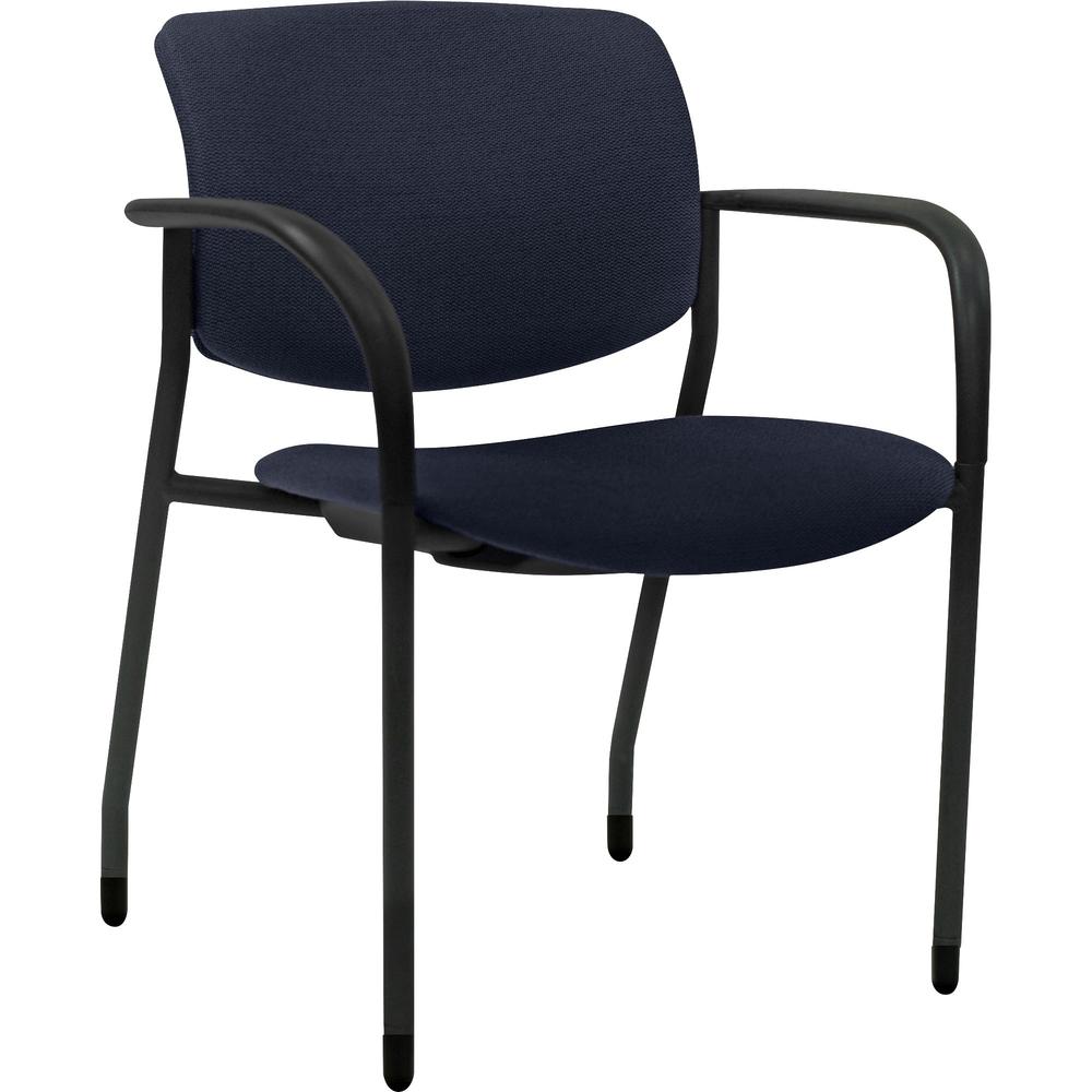 Lorell Contemporary Stacking Chair - Dark Blue Foam, Crepe Fabric Seat - Dark Blue Foam, Crepe Fabric Back - Powder Coated, Black Tubular Steel Frame - Four-legged Base - 2 / Carton. The main picture.