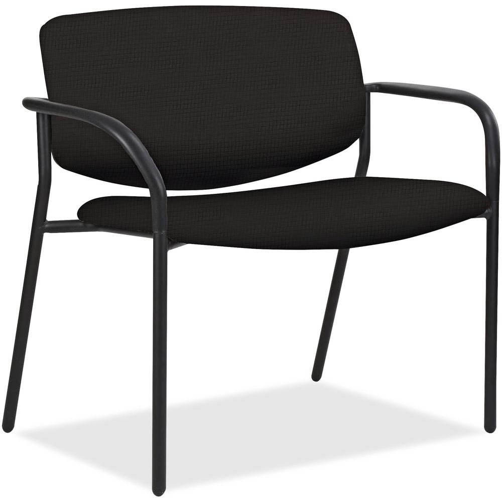 Lorell Avent Big & Tall Upholstered Guest Chair with Arms - Black Steel, Crepe Fabric Seat - Black Steel Back - Powder Coated, Black Tubular Steel Frame - Four-legged Base - Armrest - 1 Each. Picture 1