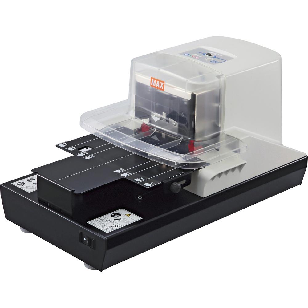 MAX Electronic Stapler - 100 of 80g/m&#178; Paper Sheets Capacity - 1 Each - Black, White. Picture 1