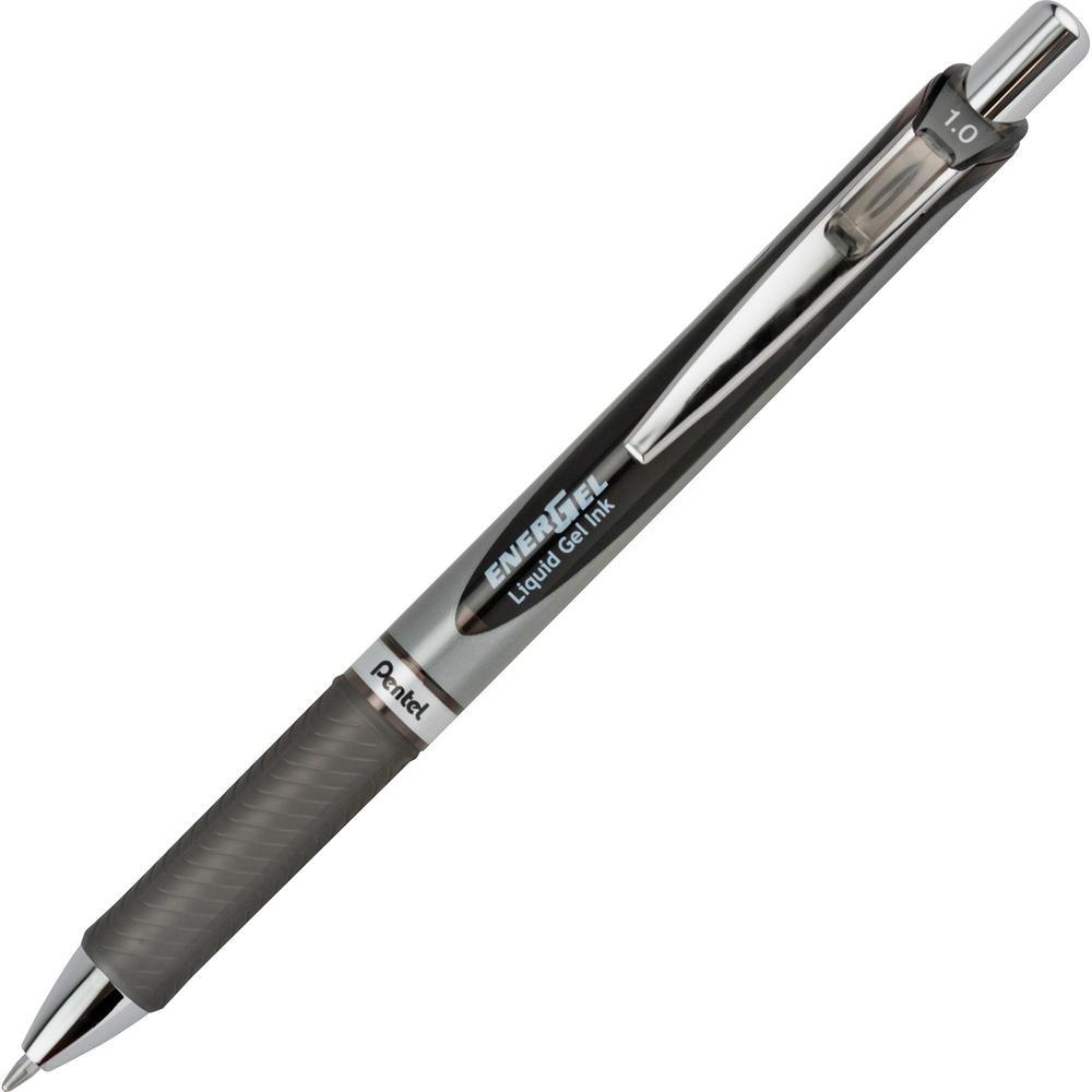 Pentel EnerGel RTX Liquid Gel Pens - Bold Pen Point - 1 mm Pen Point Size - Refillable - Retractable - Black - Gray Barrel - 1 Each. Picture 1