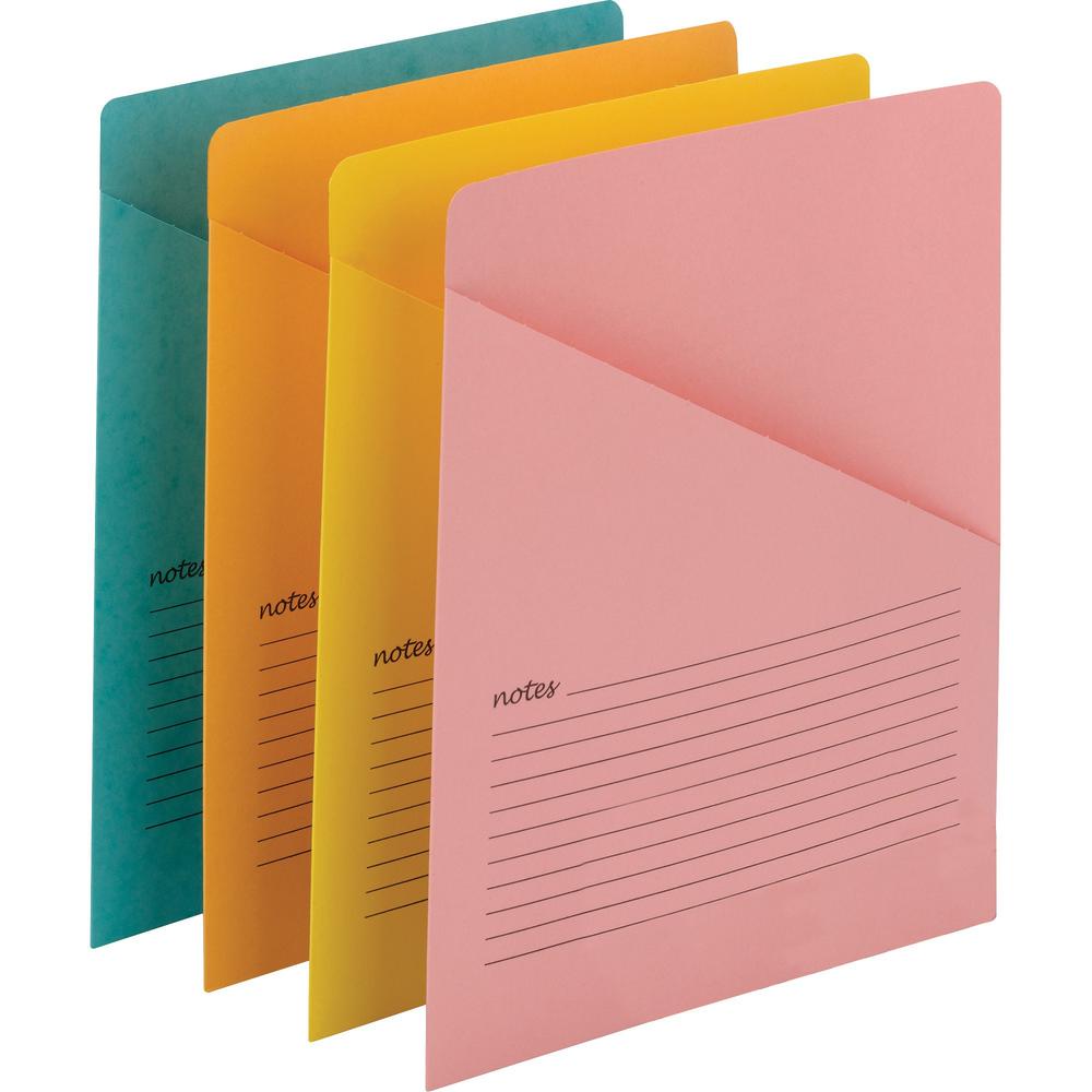 Smead Organized Up Recycled File Jacket - Aqua, Goldenrod, Pink, Yellow - 10% Recycled - 12 / Pack. Picture 1