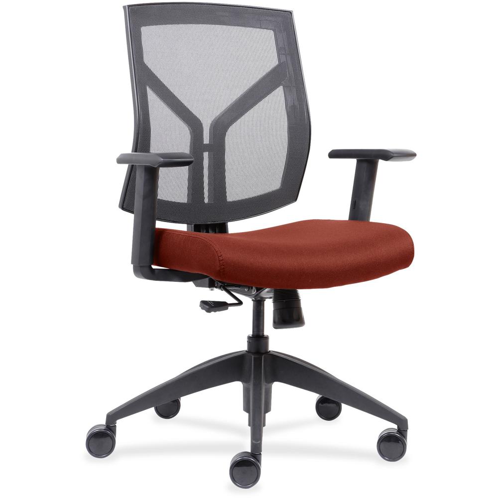 Lorell Mid-back Swivel Ttask Chair - Orange Fabric, Foam Seat - Black Frame - Mid Back - 1 Each. Picture 1
