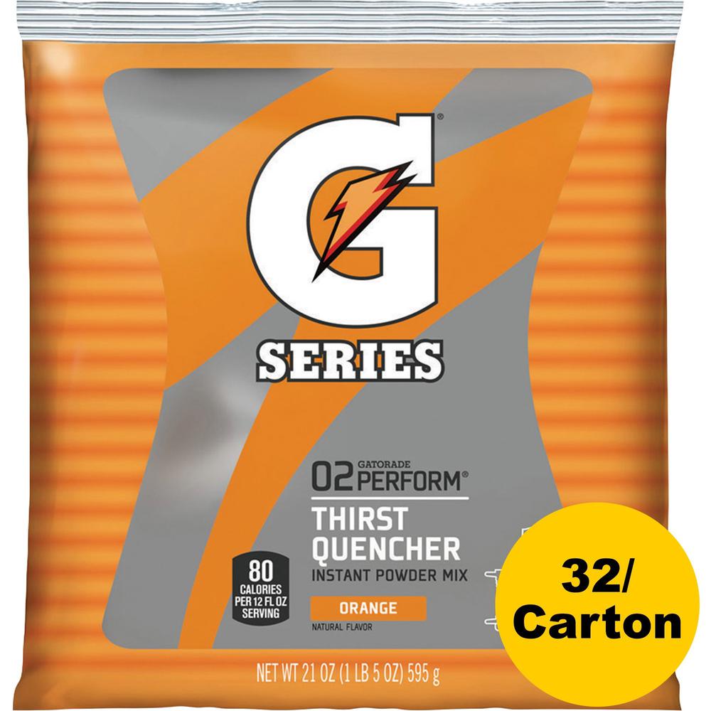 Gatorade Orange Thirst Quencher Powder Mix - Powder - 1.31 lb - 2.50 gal Maximum Yield - Pouch - 32 / Carton. Picture 1