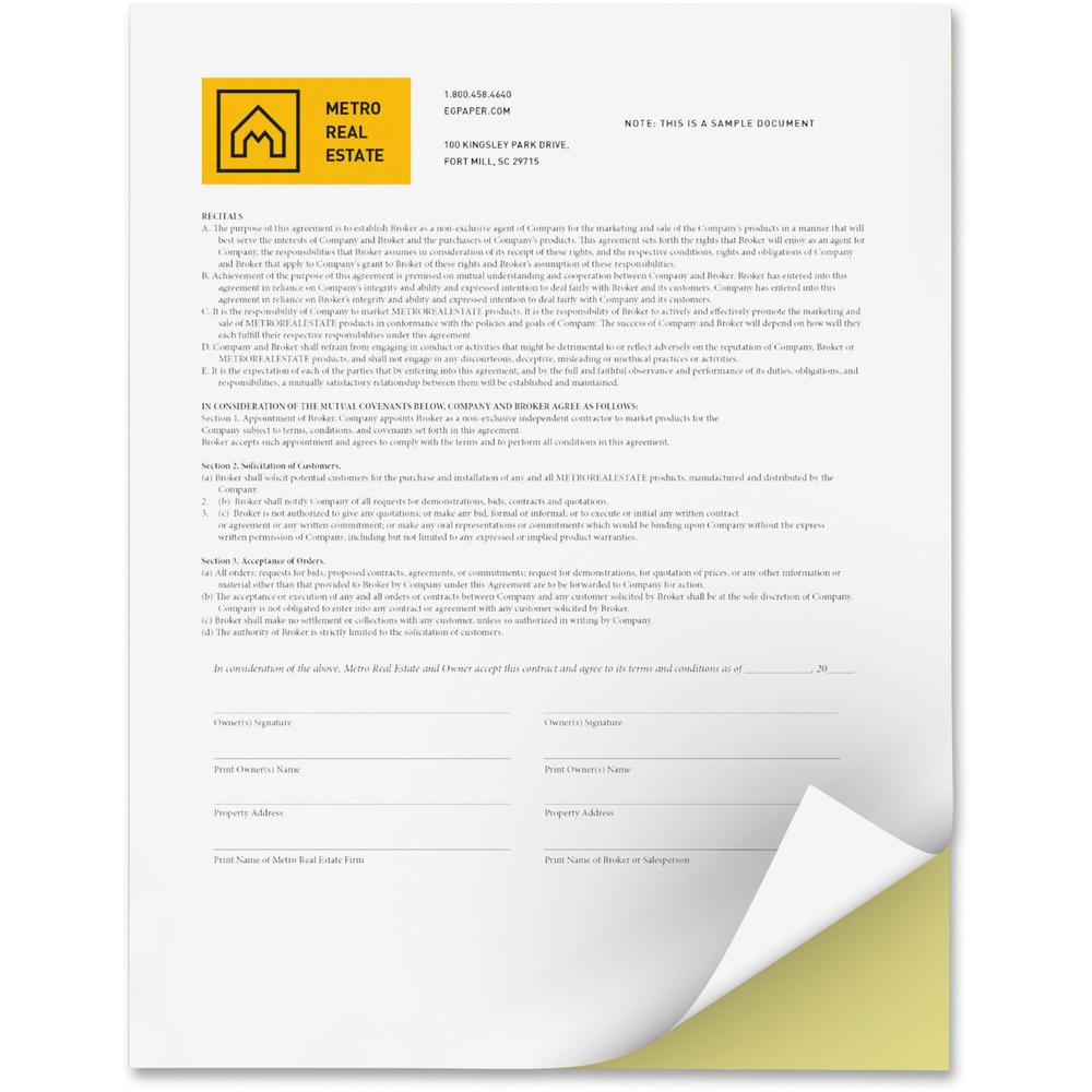 Xerox Bold Digital Carbonless Paper - Letter - 8 1/2" x 11" - 2500 / Carton - Sustainable Forestry Initiative (SFI) - Capsule Control Coating - White, Canary. Picture 1