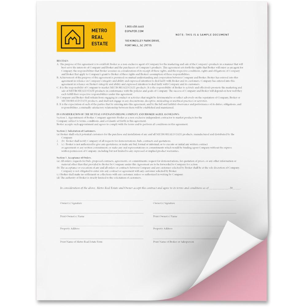 Xerox Bold Digital Carbonless Paper - Letter - 8 1/2" x 11" - 2500 / Carton - Sustainable Forestry Initiative (SFI) - Capsule Control Coating - White, Pink. Picture 1