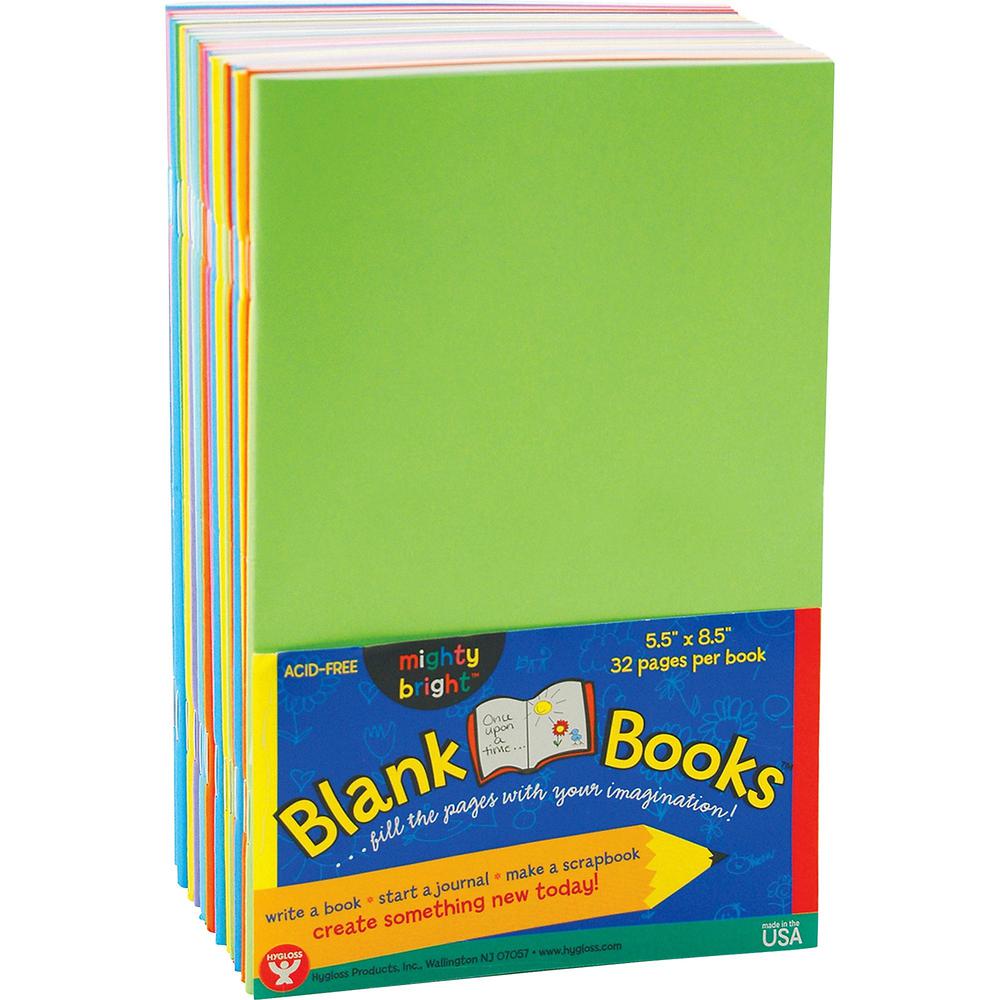 Hygloss Mighty Bright Blank Books - 5.5" x 8.5" - Assorted Paper - 20 / Pack. Picture 1