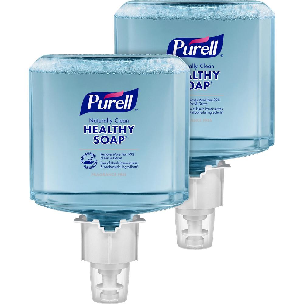 PURELL&reg; ES6 CRT HEALTHY SOAP&trade; Naturally Clean Fragrance Free Foam - Fragrance-free ScentFor - 40.6 fl oz (1200 mL) - Dirt Remover, Kill Germs - Skin - Antibacterial - Blue - Fragrance-free, . Picture 1