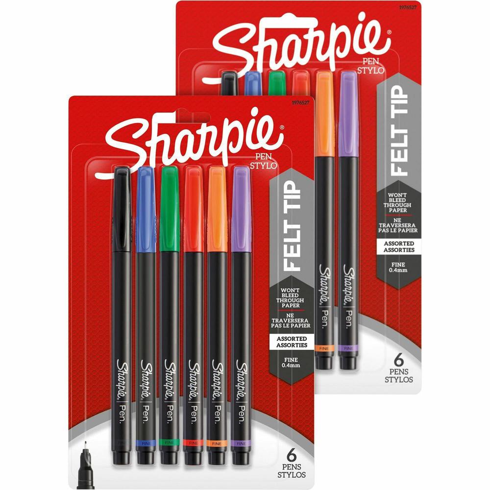 Sharpie Fine Point Pens - 6-Packs - Fine Pen Point - Assorted - 2 / Bundle. Picture 1