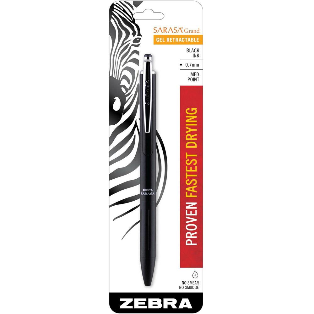 Zebra Pen SARASA Grand Retractable Gel Pen - 0.7 mm Pen Point Size - Refillable - Retractable - Black Gel-based Ink - Black Metal Barrel - 1 Each. Picture 1