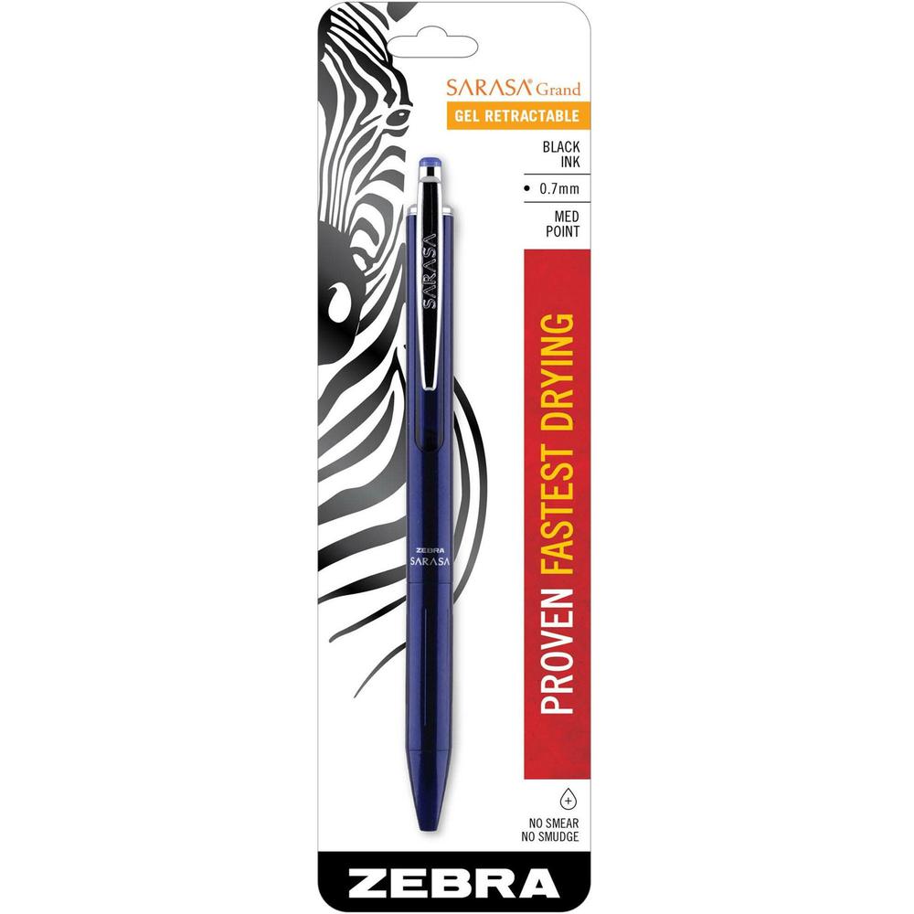 Zebra Pen Sarasa Grand Retractable Gel Pen - 0.7 mm Pen Point Size - Refillable - RetractableGel-based Ink - Navy Brass Barrel - 1 / Each. The main picture.