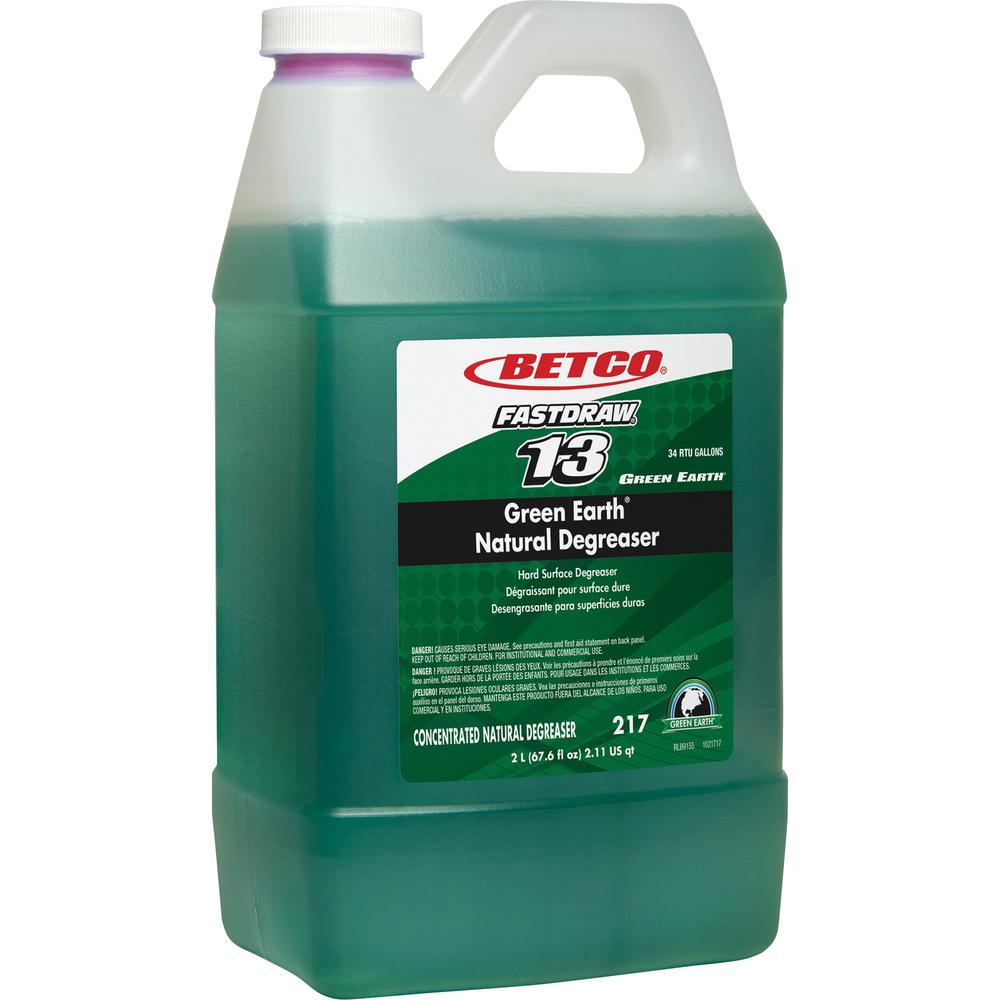 Betco Green Earth Natural Degreaser - FASTDRAW 13 - Concentrate Liquid - 67.6 fl oz (2.1 quart) - 1 Each - Dark Green. Picture 1