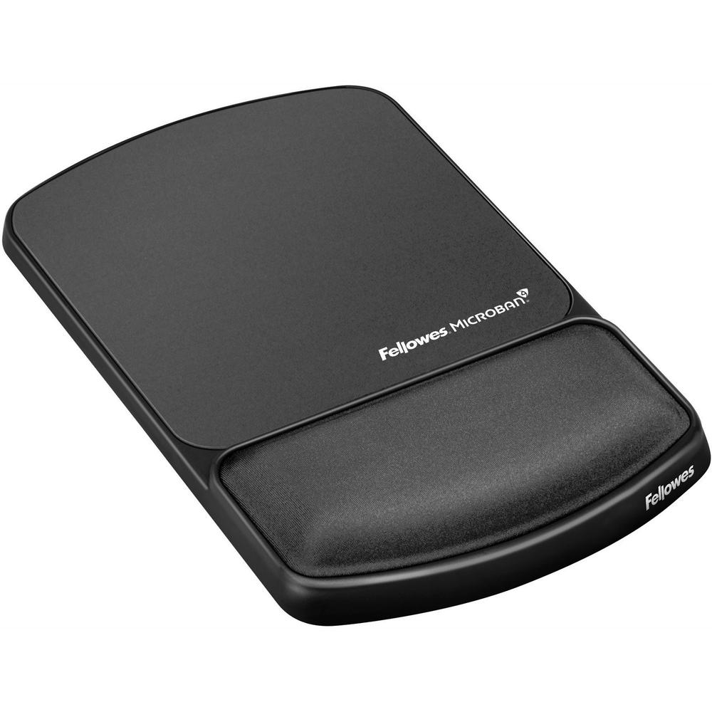 Fellowes Mouse Pad / Wrist Support with Microban&reg; Protection - 0.88" x 6.75" x 10.13" Dimension - Graphite - Polyester, Gel - Wear Resistant, Tear Resistant, Skid Proof - 1 Pack. Picture 1
