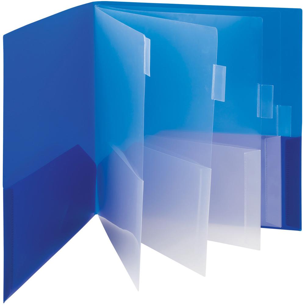 Smead Letter Pocket Folder - 8 1/2" x 11" - 10 Pocket(s) - Polypropylene - Dark Blue, Teal - 2 / Pack. Picture 1