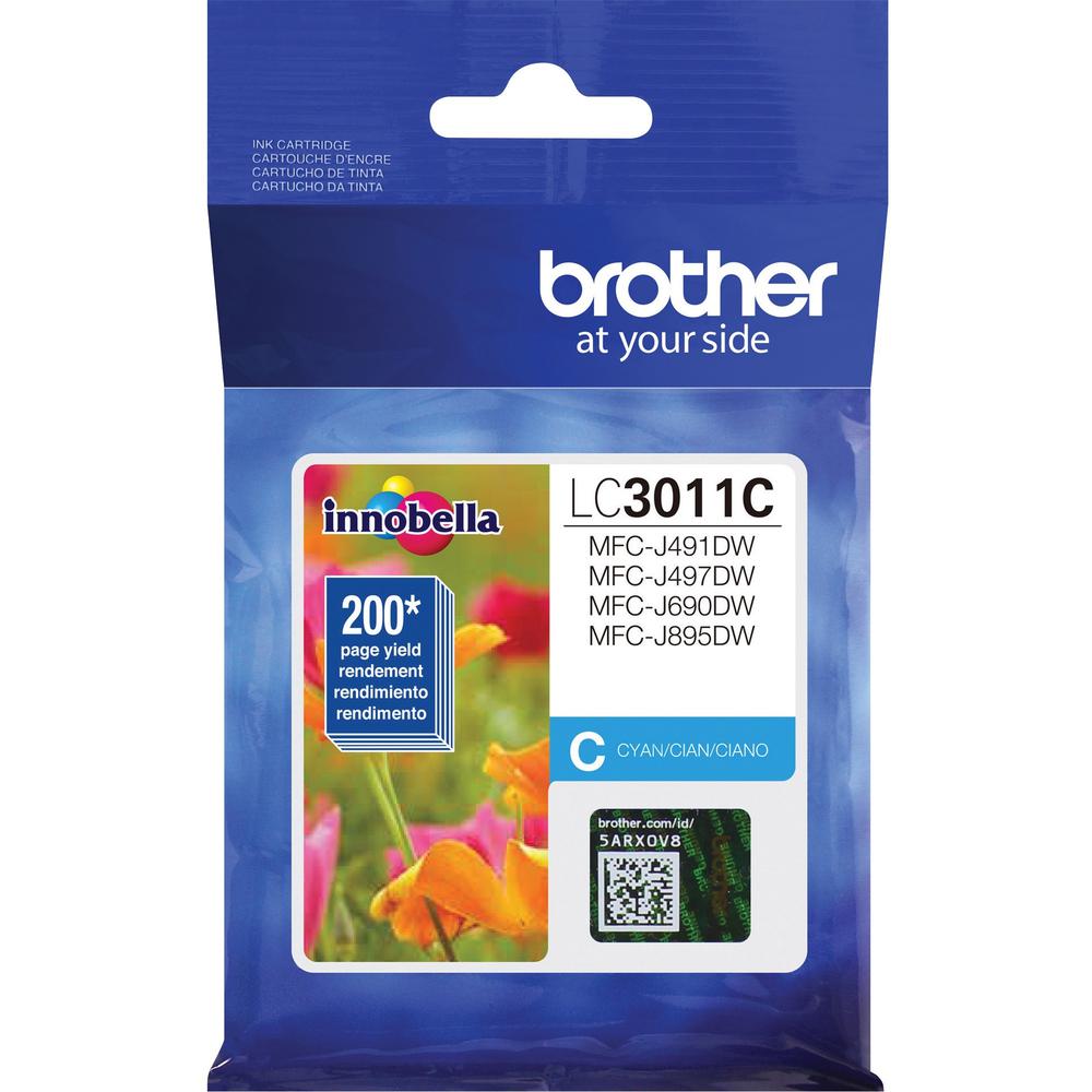 Brother LC3011C Original Ink Cartridge - Single Pack - Cyan - Inkjet - Standard Yield - 200 Pages - 1 Each. Picture 1
