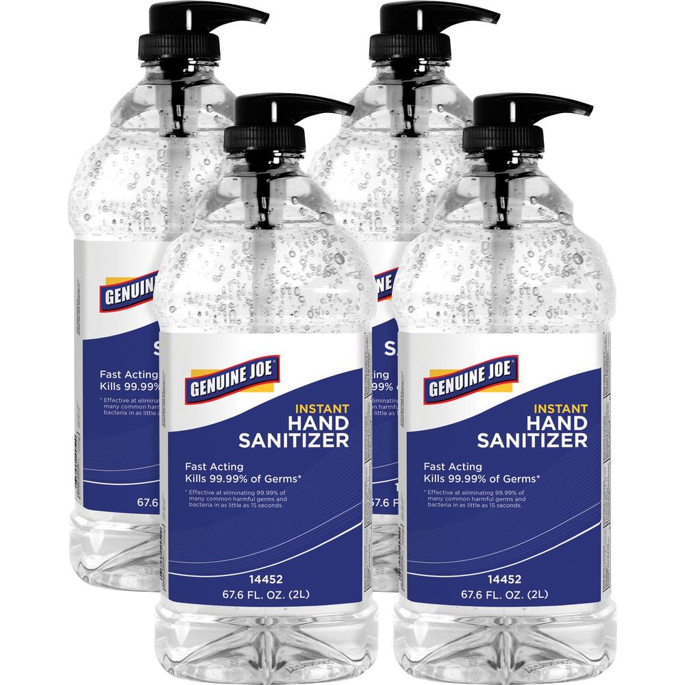Genuine Joe Hand Sanitizer - Fresh Citrus Scent - 67.6 fl oz (1999.2 mL) - Kill Germs, Bacteria Remover - Hand - Moisturizing - Clear - Hygienic, Fast Acting, Non-drying - 4 / Carton. Picture 1