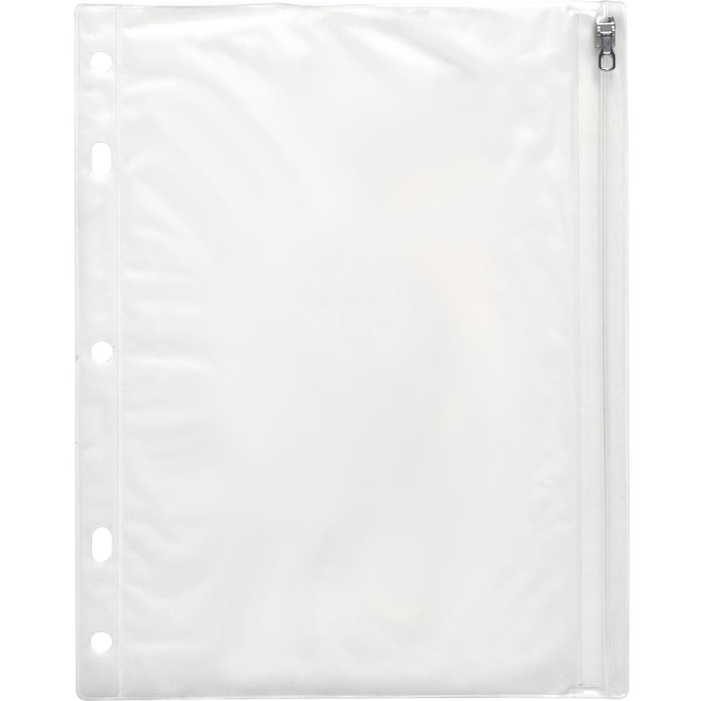 Business Source Punched Economy Binder Pocket - 10" Height x 8" Width - 7 x Holes - Ring Binder - Clear - Plastic - 24 / Box. Picture 1