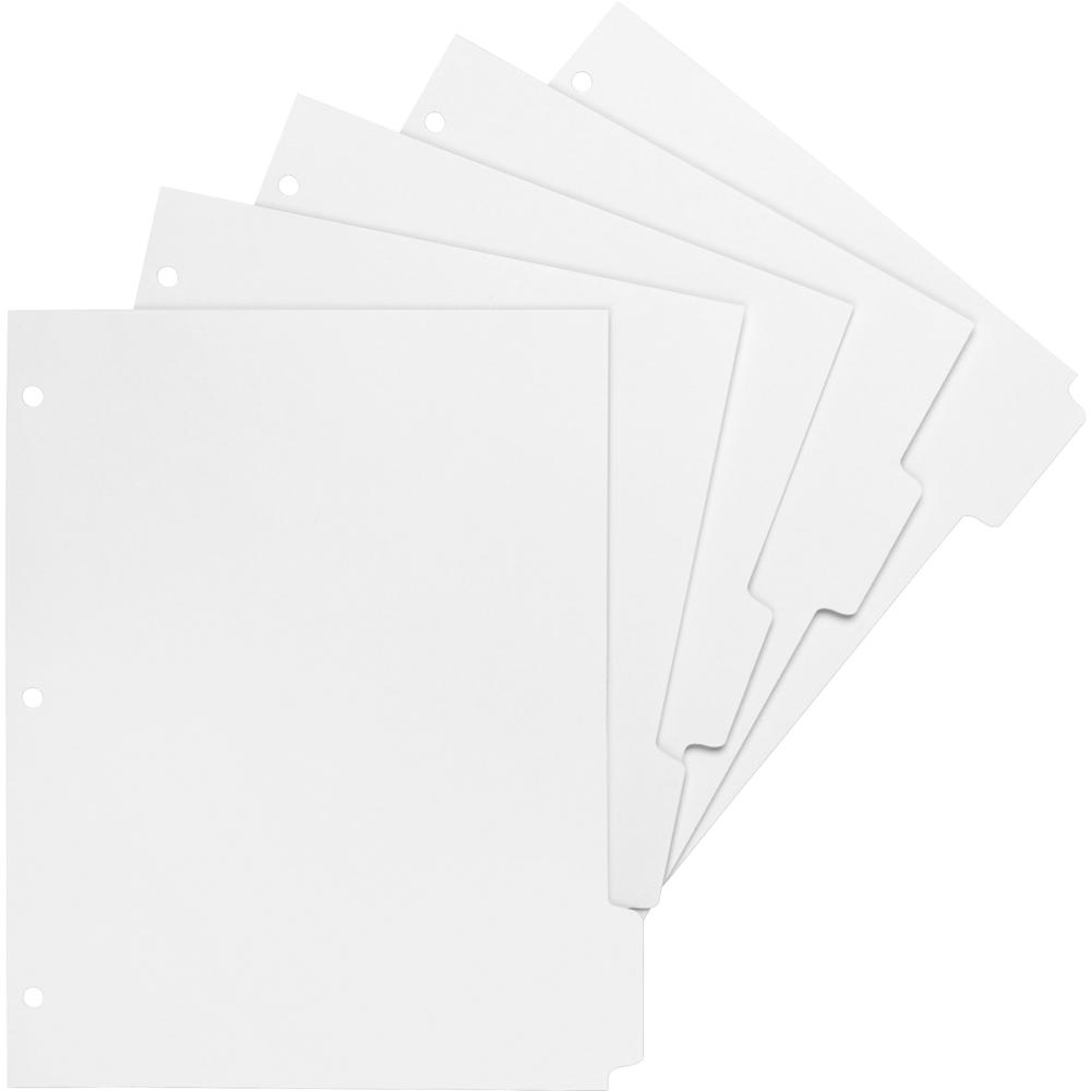 Business Source White Tab Double-reverse Print-on Index - Print-on Tab(s) - 5 Tab(s)/Set - 9" Divider Width - Letter - 8.50" Width x 11" Length - 3 Hole Punched - Bright White Paper Divider - White Pa. Picture 1