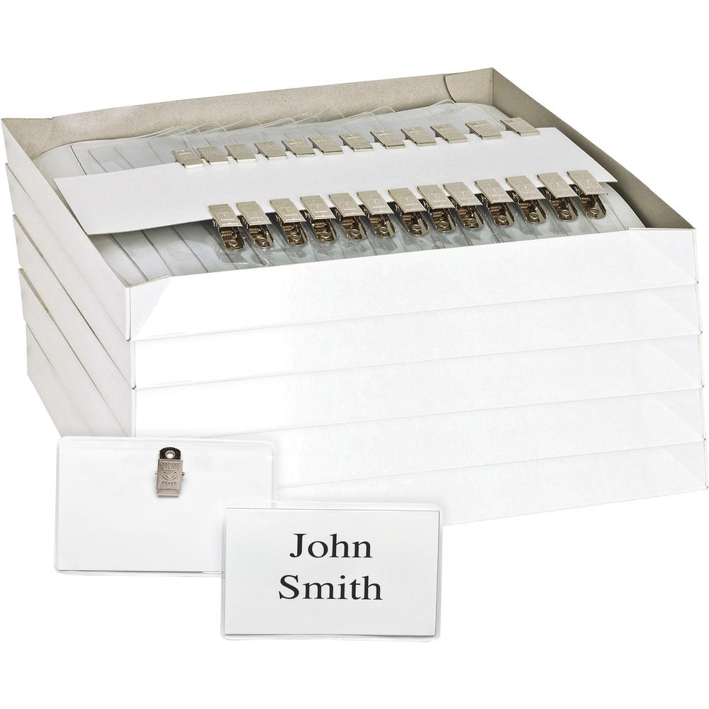 Business Source Clip Holder Style Badge Kit - 250 / Bundle - Clear. The main picture.