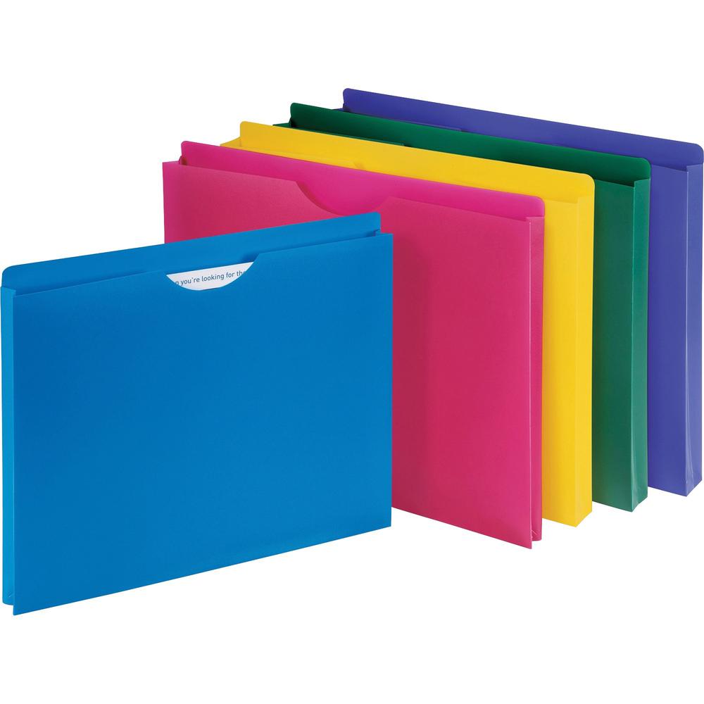 Business Source Straight Tab Cut Letter File Jacket - 8 1/2" x 11" - 1" Expansion - Assorted - 10 / Pack. Picture 1