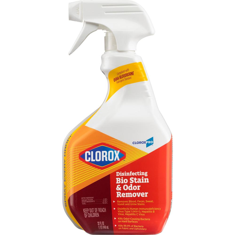 CloroxPro Disinfecting Bio Stain & Odor Remover Spray - Ready-To-Use - 32 fl oz (1 quart) - 1 Each - Bleach-free - Translucent. Picture 1