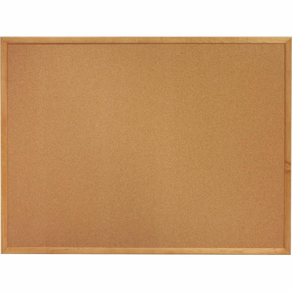 Lorell Bulletin Board - 24" Height x 36" Width - Cork Surface - Long Lasting, Warp Resistant - Brown Oak Frame - 1 Each. Picture 1