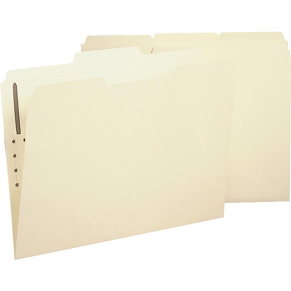 Business Source 1/3 Tab Cut Letter Recycled Fastener Folder - 8 1/2" x 11" - 1 Fastener(s) - 10% Recycled - 50 / Box. Picture 1
