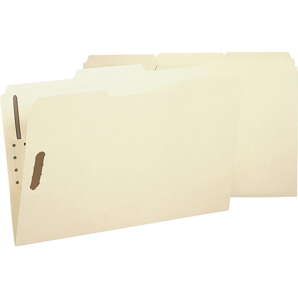 Business Source 1/3 Tab Cut Legal Recycled Fastener Folder - 8 1/2" x 14" - 2 Fastener(s) - Manila - 10% Recycled - 50 / Box. The main picture.