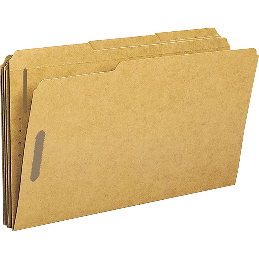 Business Source 1/3 Tab Cut Legal Recycled Fastener Folder - 8 1/2" x 14" - 2 Fastener(s) - Top Tab Location - Assorted Position Tab Position - 10% Recycled - 50 / Box. Picture 1