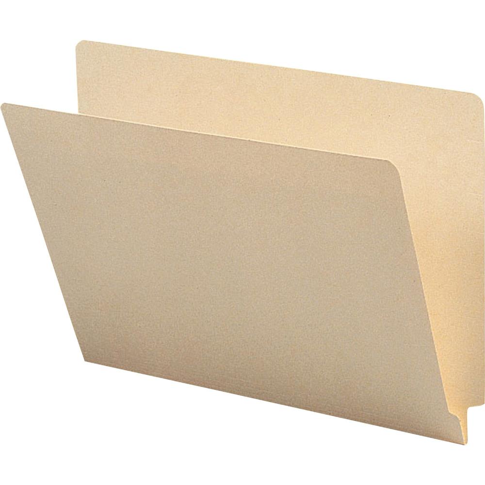 Business Source Straight Tab Cut Letter Recycled End Tab File Folder - 8 1/2" x 11" - End Tab Location - 10% Recycled - 100 / Box. Picture 1