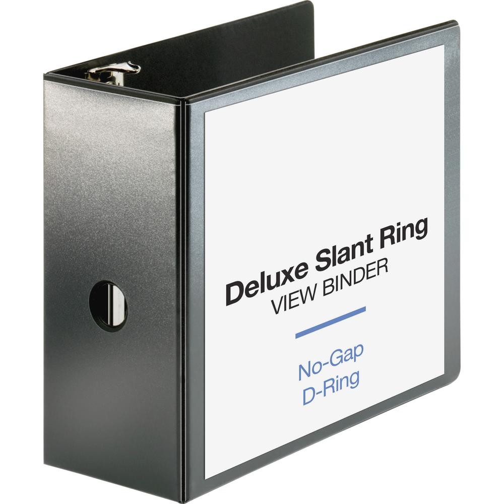 Business Source Slant-D Ring Binder - 5" Binder Capacity - Letter - 8 1/2" x 11" Sheet Size - 975 Sheet Capacity - Slant D-Ring Fastener(s) - 2 Internal Pocket(s) - Polypropylene, Chipboard - Black - . Picture 1