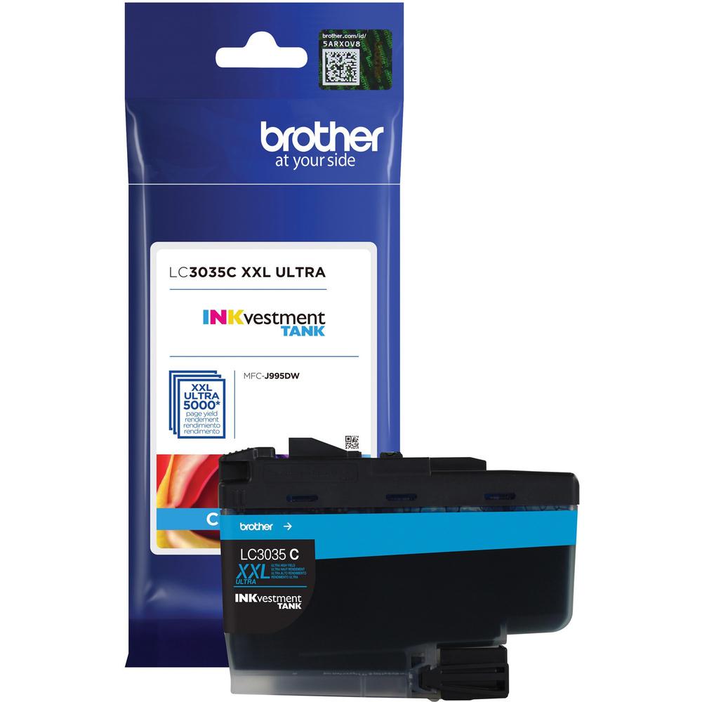 Brother Genuine LC3035C Single Pack Ultra High-yield Cyan INKvestment Tank Ink Cartridge - Inkjet - Ultra High Yield - 5000 Pages - 1 Pack. The main picture.