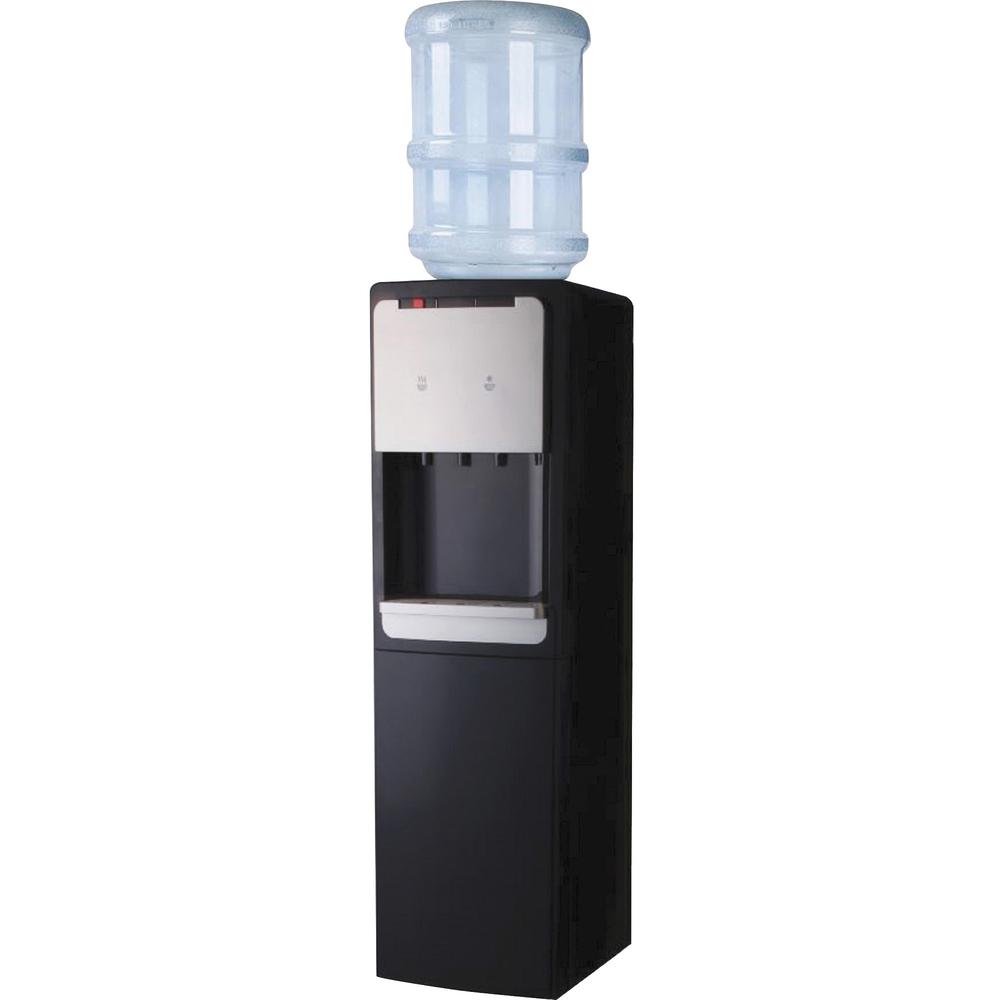 Genuine Joe 110-volt Water Cooler - 1.32 gal - 38" x 13.4" x 12.3" - Black, Silver. Picture 1