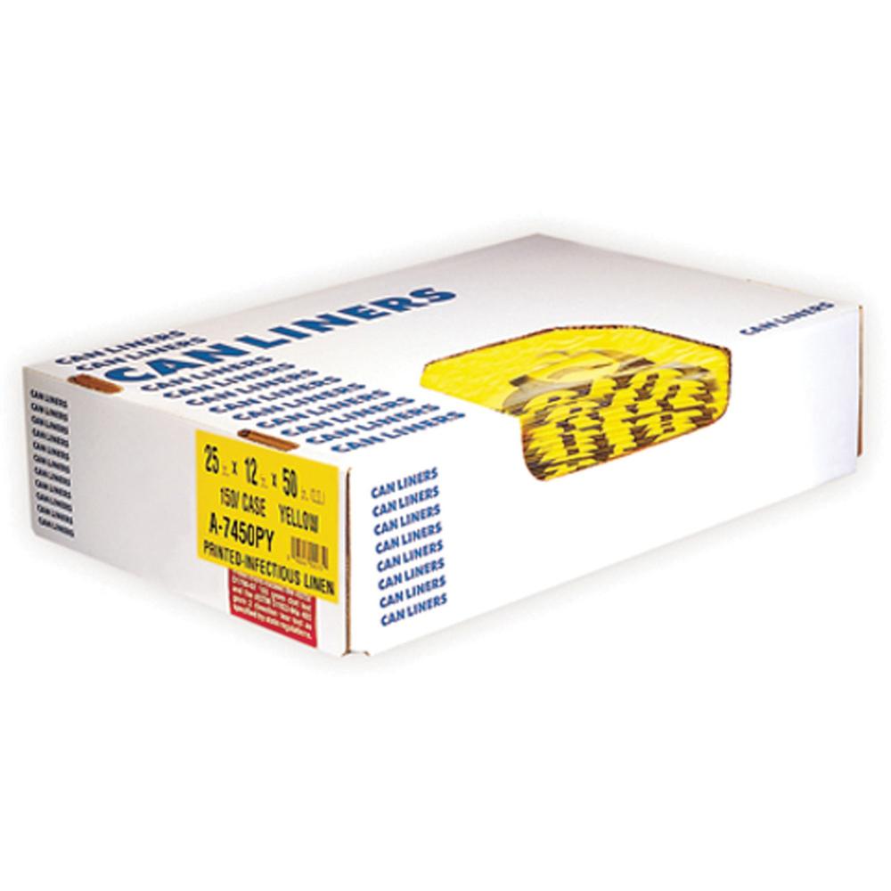 Heritage 1.3 mil Color-coded Can Liner - 30 gal Capacity - 30" Width x 43" Length - 1.30 mil (33 Micron) Thickness - Low Density - Yellow - 200/CartonCan - Commercial, Healthcare. Picture 1