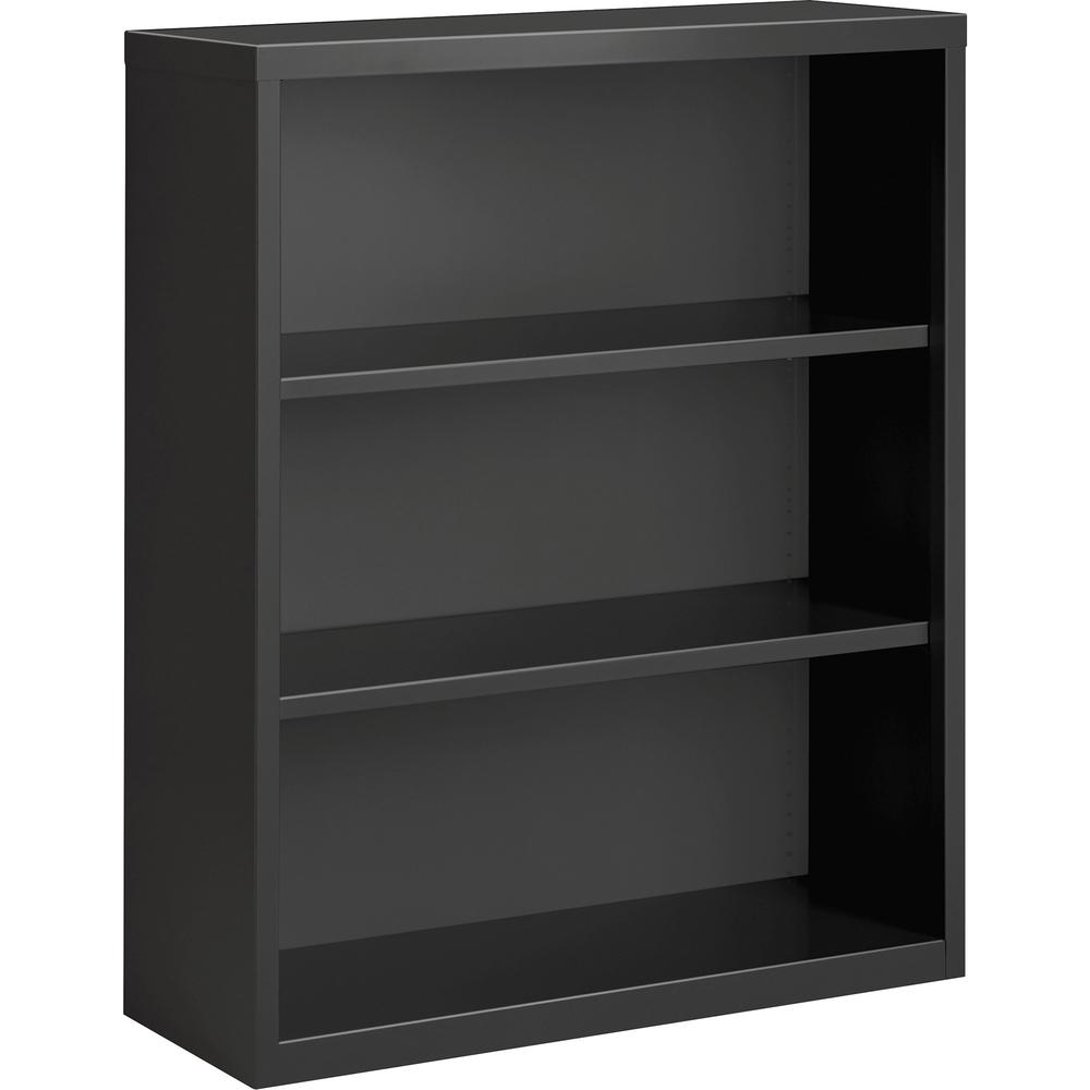 Lorell Fortress Series Bookcase - 34.5" x 13"42" - 3 Shelve(s) - Material: Steel - Finish: Charcoal, Powder Coated - Adjustable Shelf, Welded, Durable. Picture 1