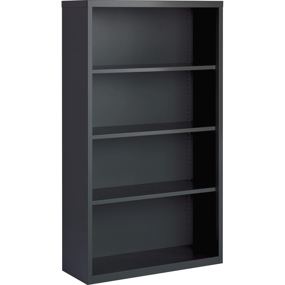 Lorell Fortress Series Bookcase - 34.5" x 13"60" - 4 Shelve(s) - Material: Steel - Finish: Charcoal, Powder Coated - Adjustable Shelf, Welded, Durable. Picture 1