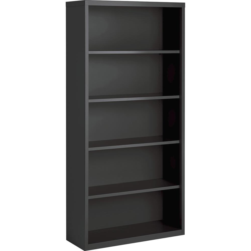 Lorell Fortress Series Bookcase - 34.5" x 13"72" - 5 Shelve(s) - Material: Steel - Finish: Charcoal, Powder Coated - Adjustable Shelf, Welded, Durable. Picture 1