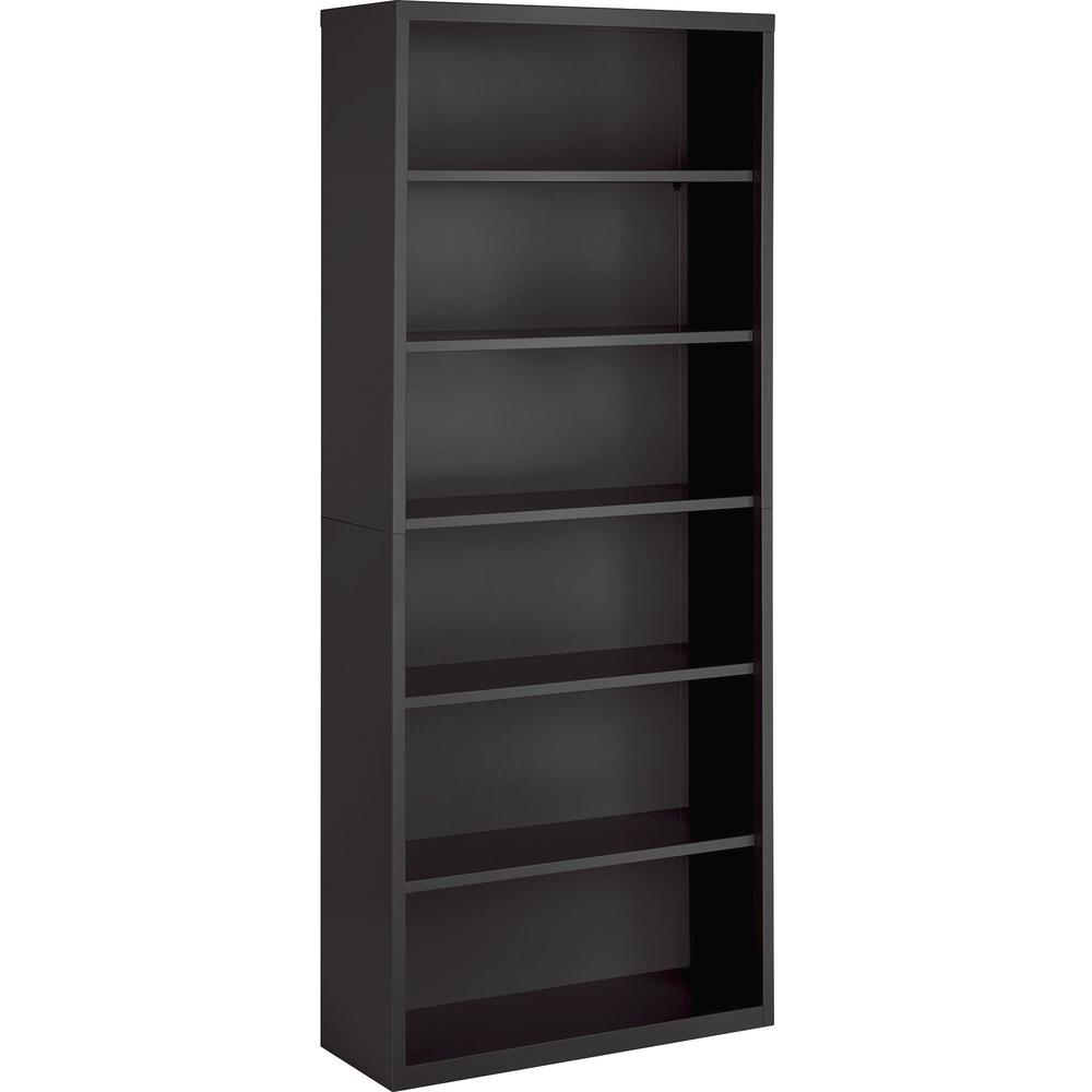 Lorell Fortress Series Bookcase - 34.5" x 13"82" - 6 Shelve(s) - Material: Steel - Finish: Charcoal, Powder Coated - Adjustable Shelf, Welded, Durable. Picture 1