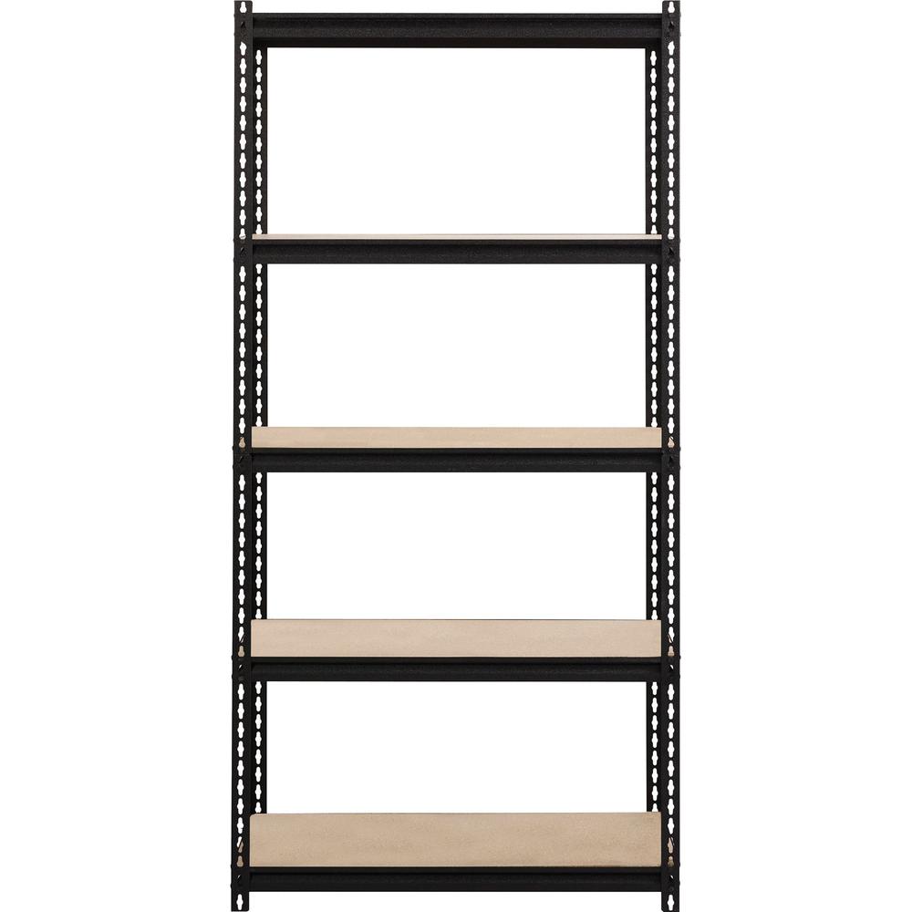 Lorell 2,300 lb Capacity Riveted Steel Shelving - 5 Shelf(ves) - 72" Height x 36" Width x 18" Depth - 30% Recycled - Black - Steel, Particleboard - 1 Each. Picture 1