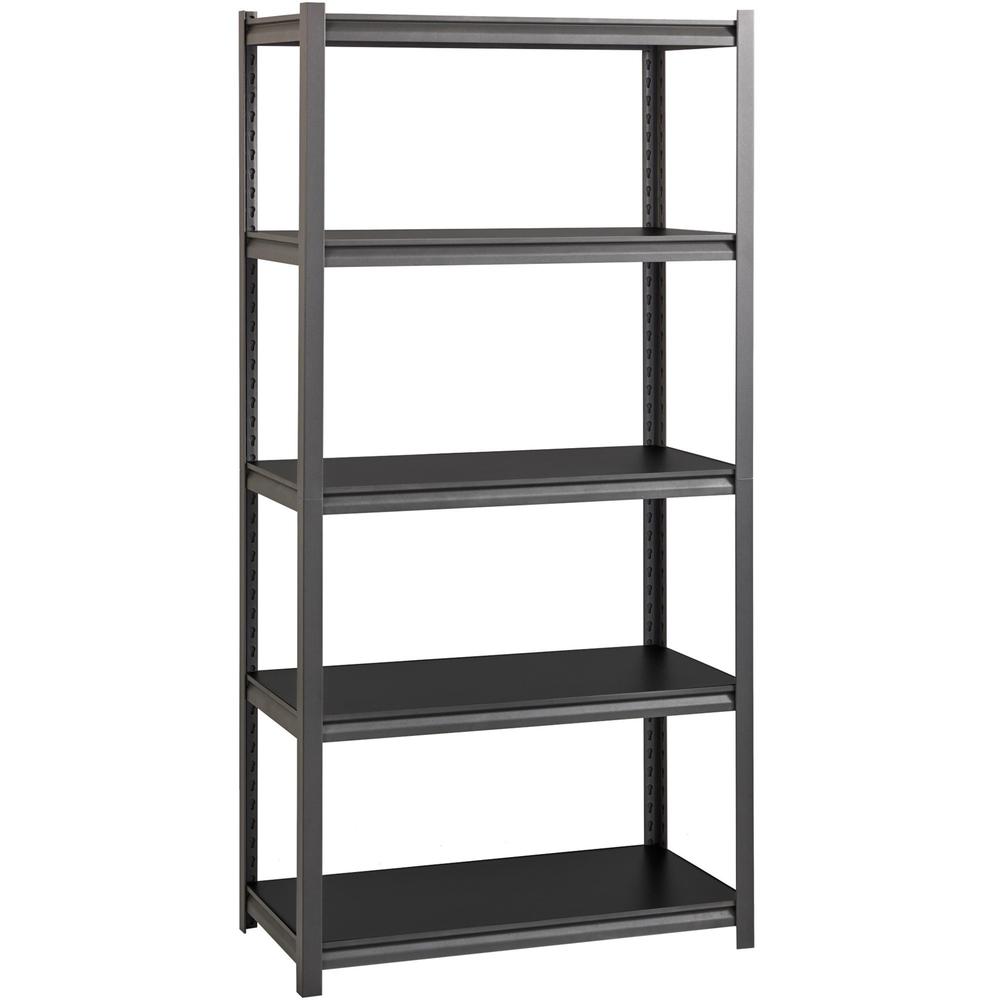 Lorell Iron Horse 3200 lb Capacity Riveted Shelving - 5 Shelf(ves) - 72" Height x 36" Width x 18" Depth - 30% Recycled - Black - Steel, Laminate - 1 Each. Picture 1