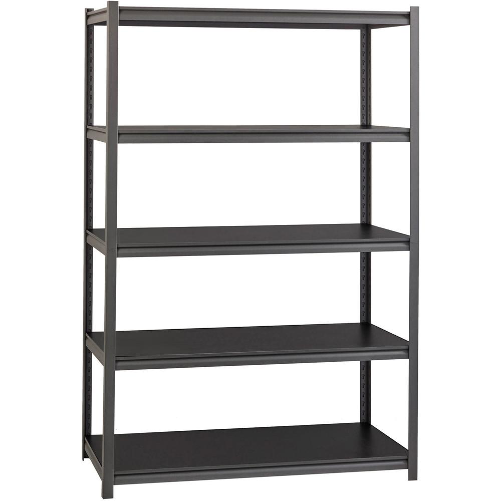 Lorell Iron Horse 3200 lb Capacity Riveted Shelving - 5 Shelf(ves) - 72" Height x 48" Width x 18" Depth - 30% Recycled - Black - Steel, Laminate - 1 Each. Picture 1