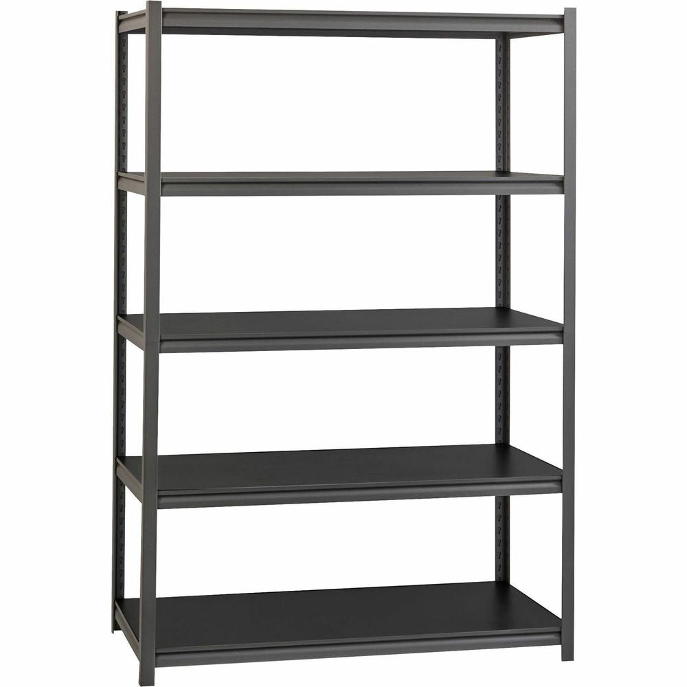 Lorell Iron Horse 3200 lb Capacity Riveted Shelving - 5 Shelf(ves) - 72" Height x 48" Width x 24" Depth - 30% Recycled - Black - Steel, Laminate - 1 Each. Picture 1