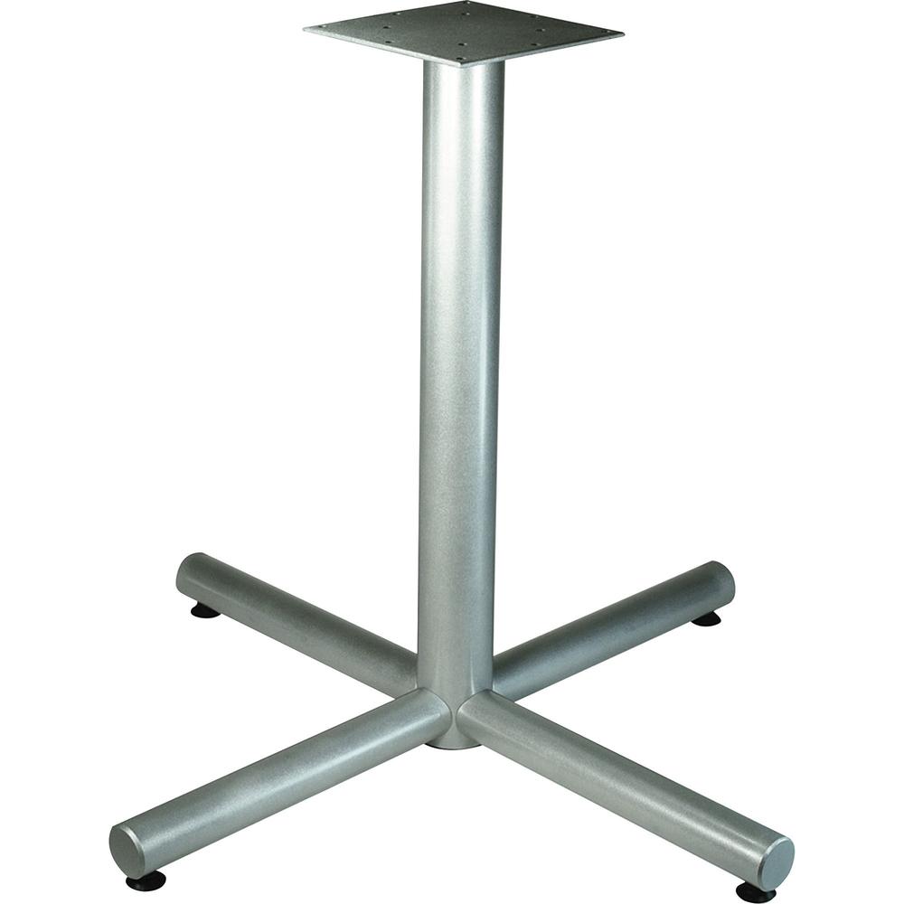 Lorell Hospitality Cafe-Height Table X-Leg Base - Metallic Silver X-shaped Base - 30" Height x 36" Width x 36" Depth - Assembly Required - 1 Each. Picture 1