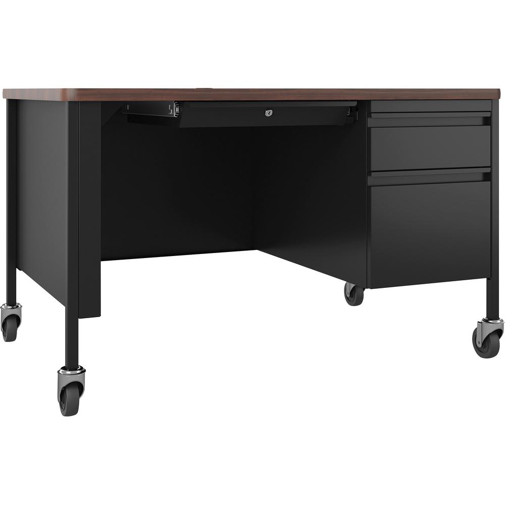 Lorell Fortress Series Walnut Top Teacher's Desk - 48" x 30"29.5" - Box, File Drawer(s) - Single Pedestal on Right Side - T-mold Edge. Picture 1